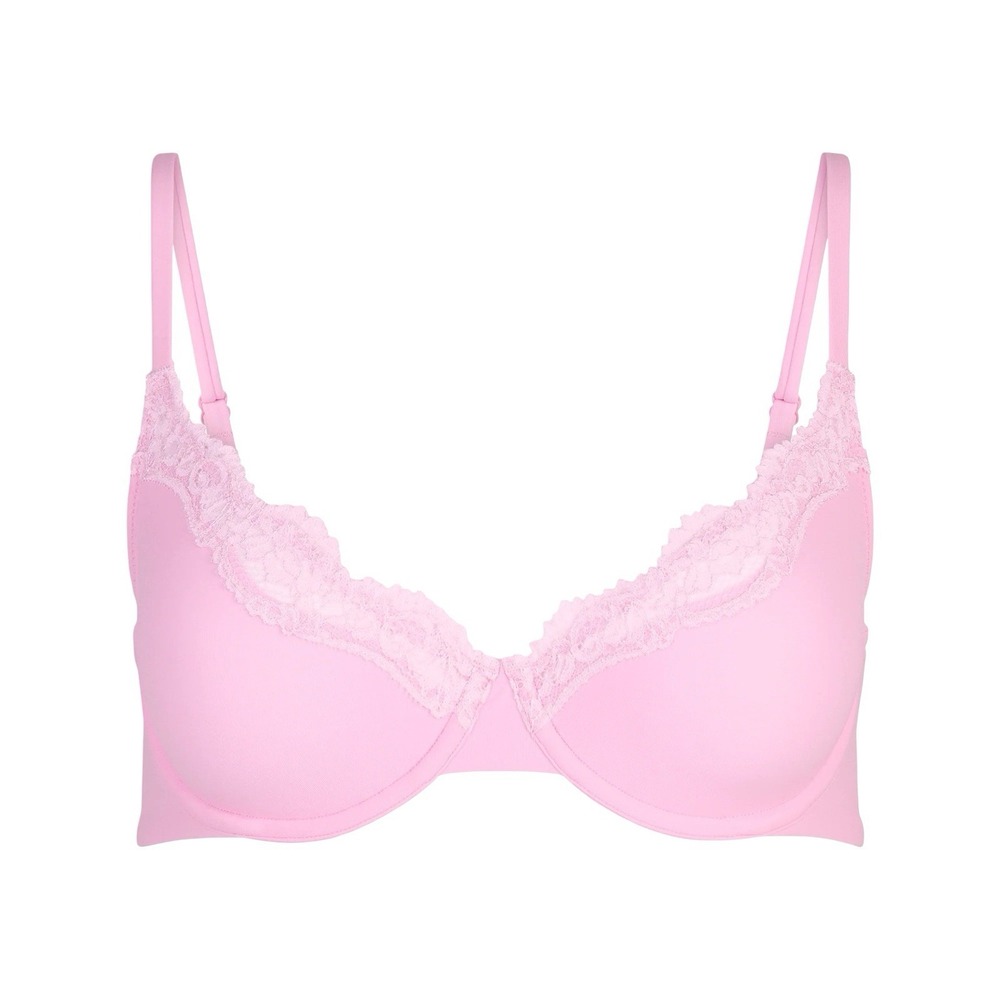 Skims Fits Everybody Lace Unlined Demi Bra - Bubble Gum Tonal - NWT - 32DDDD